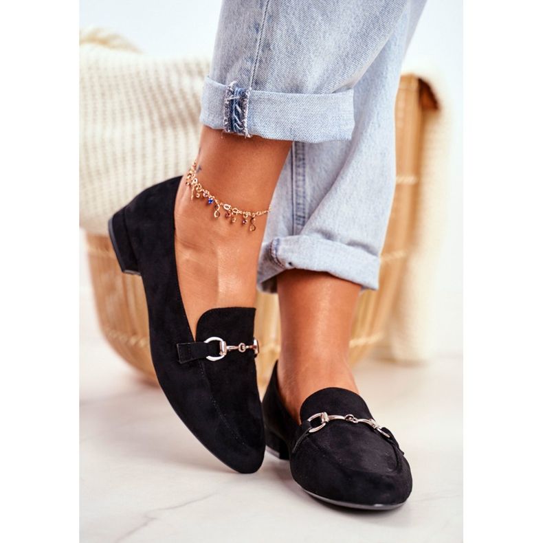 Mocasini de damă piele în piele Sergio Leone MK733 Negru Febbi 2