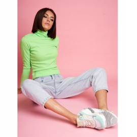 Pantofi sport din piele pentru femei GOE Mint White FF2N3011 alb verde 2