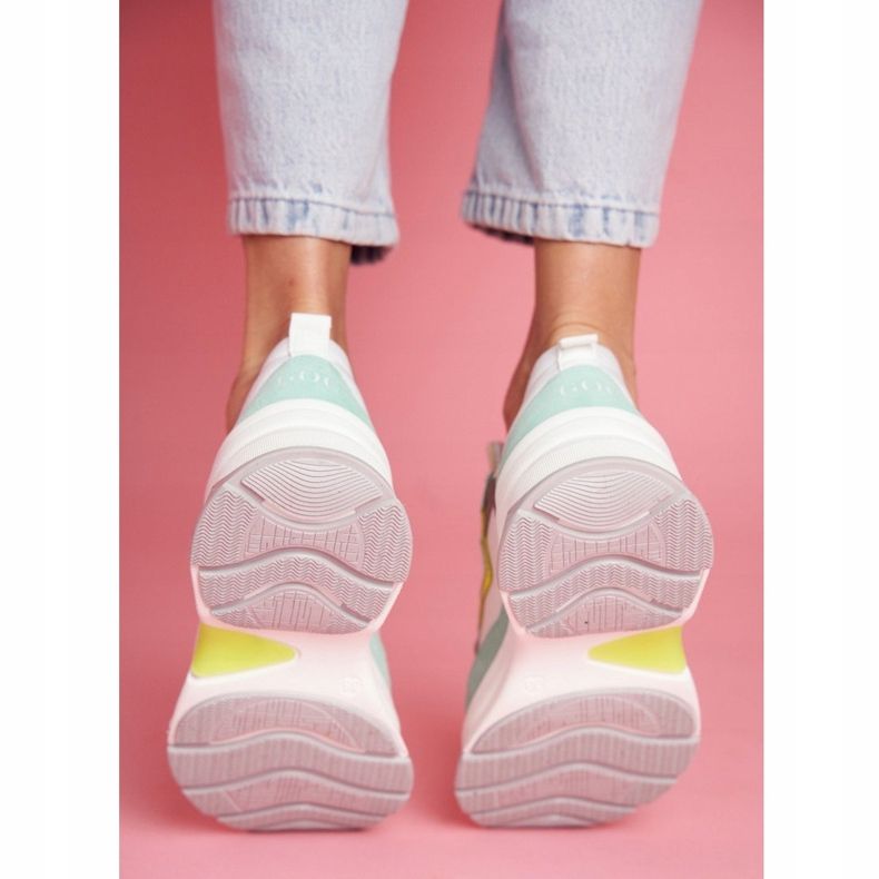Pantofi sport din piele pentru femei GOE Mint White FF2N3011 alb verde 1