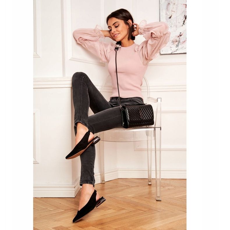 Balerini pentru femei Laura Messi Piele Neagră 2127 negru 1