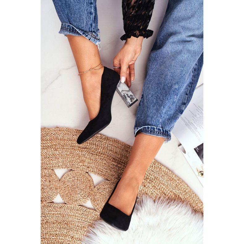 Pompă de damă pe toc Sergio Leone Black PB216 negru 1