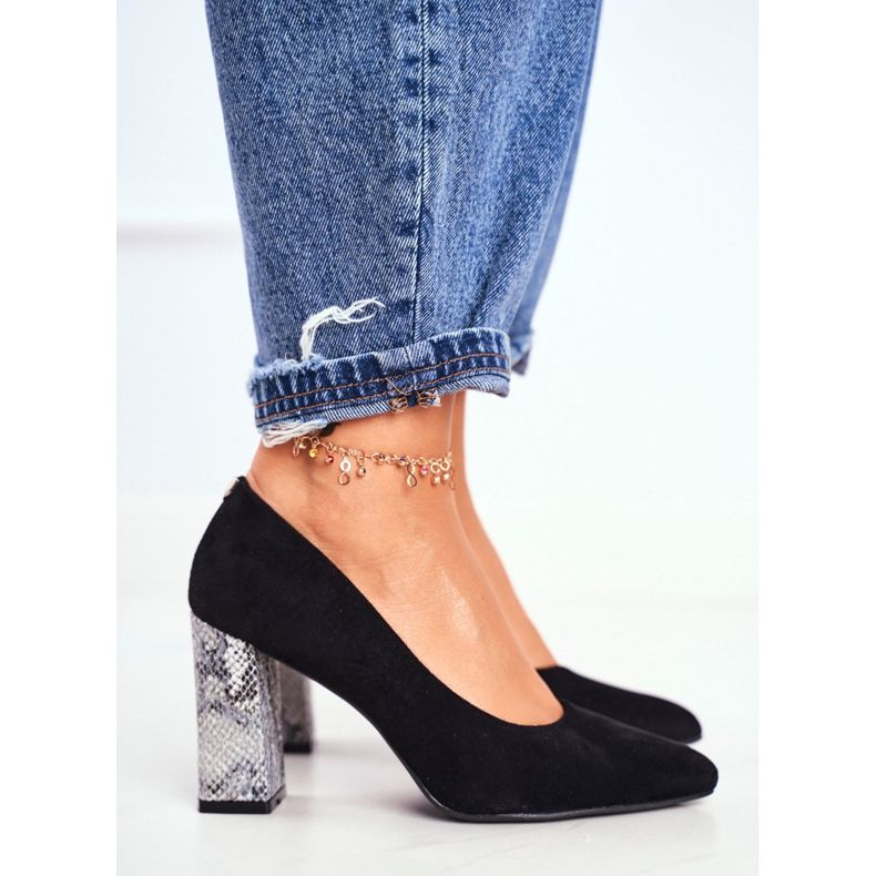 Pompă de damă pe toc Sergio Leone Black PB216 negru 2