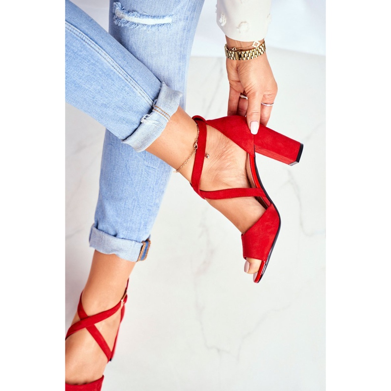 Sandale dama cu toc înalt Sergio Leone Roșu SK865 1