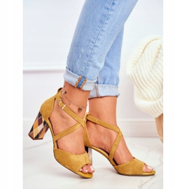 Sandale dama cu toc înalt Sergio Leone Galben SK865 1