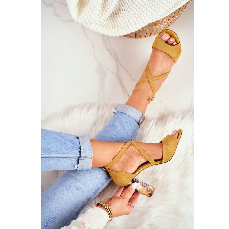 Sandale dama cu toc înalt Sergio Leone Galben SK865 2