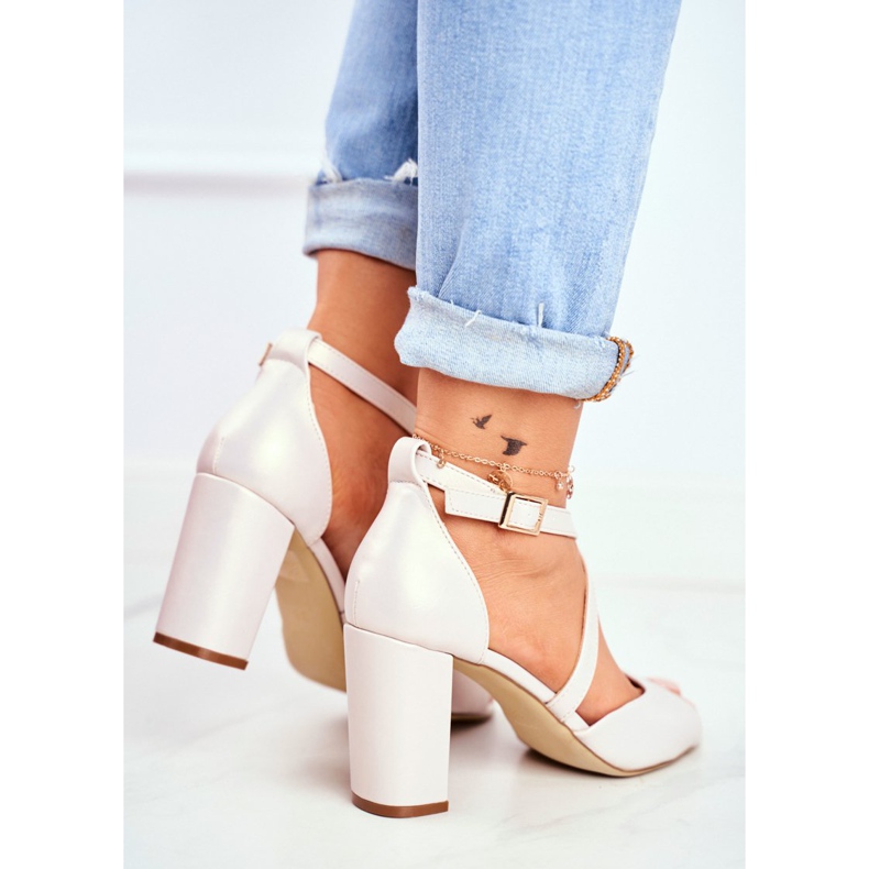 Sandale pentru femei cu toc înalt Sergio Leone Beige Pearl SK865 bej 2