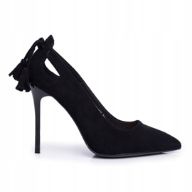 PS1 Stiletto de damă din piele de căprioară cu spitz negru Leven 1