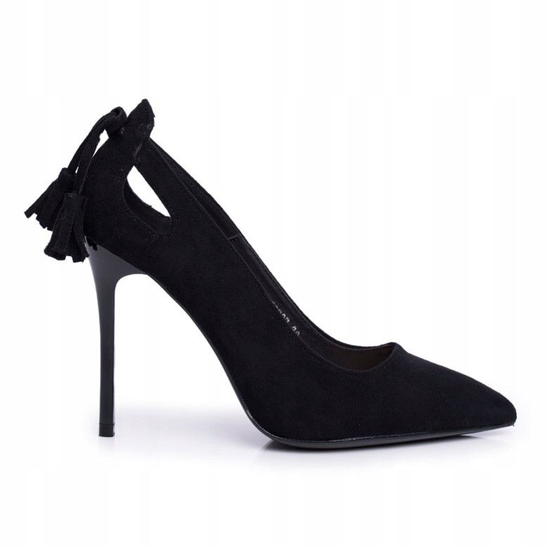 PS1 Stiletto de damă din piele de căprioară cu spitz negru Leven 1