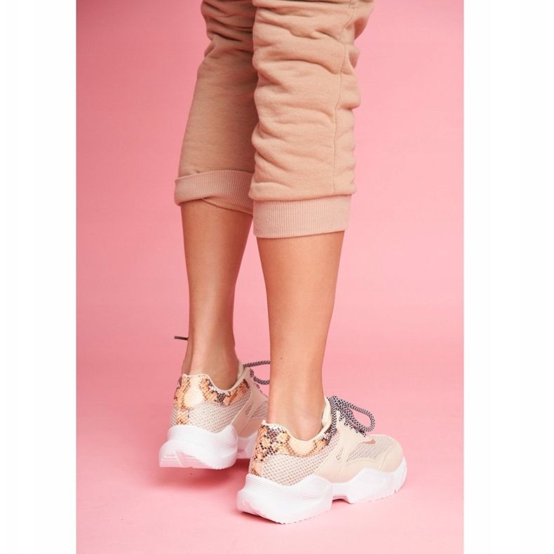 PS1 Încălțăminte sport pentru femei Piele de șarpe bej Giselle 2