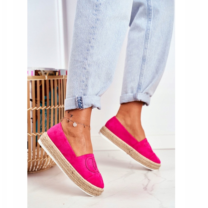 PS1 Espadrile pentru femei Talpa groasă din in Fuchsia Febi roz 2