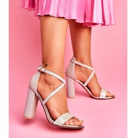 SEA Sandale de damă pe toc Glitter Golden Vivi de aur 2