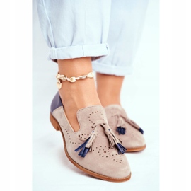 Mocasini din piele Maciejka din piele pentru femei Bej 04484-04 / 00-5 2