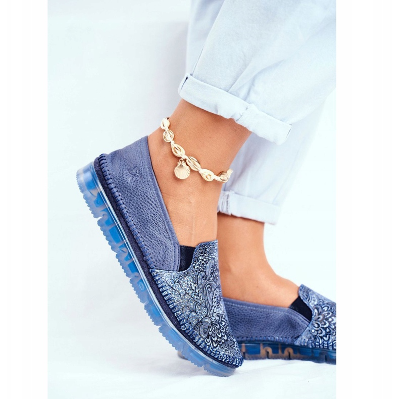 Brogues pentru femei Maciejka Slip-on Leather Blue Navy 03512-45 albastru marin 1 Brogues pentru femei Maciejka Slip-on Leather Blue Navy 03512-45 albastru marin 1