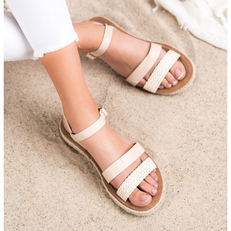 SHELOVET Sandale din piele ecologică împletite maro 1