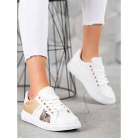 SHELOVET Adidași albi confortabili galben 2