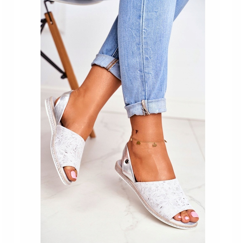 Sandale de damă plate Sergio Leone Silver SK030 gri 2 Sandale de damă plate Sergio Leone Silver SK030 gri 2