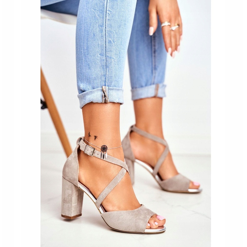 Sandale dama cu toc înalt Sergio Leone Gri SK865 1