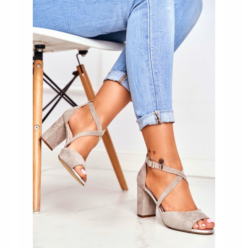 Sandale dama cu toc înalt Sergio Leone Gri SK865 2