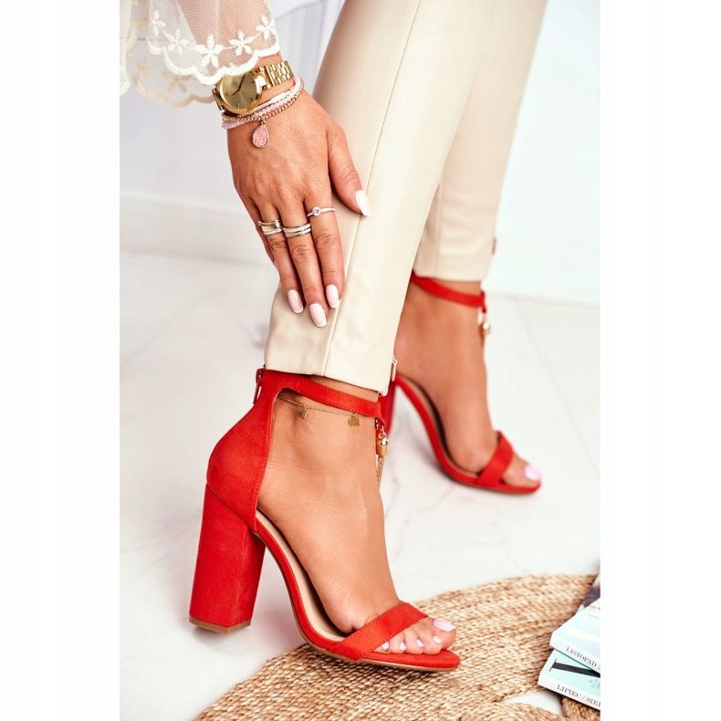 FW1 Sandale din piele de căprioară portocalie pe o bară cu Annick Fringe portocale 2