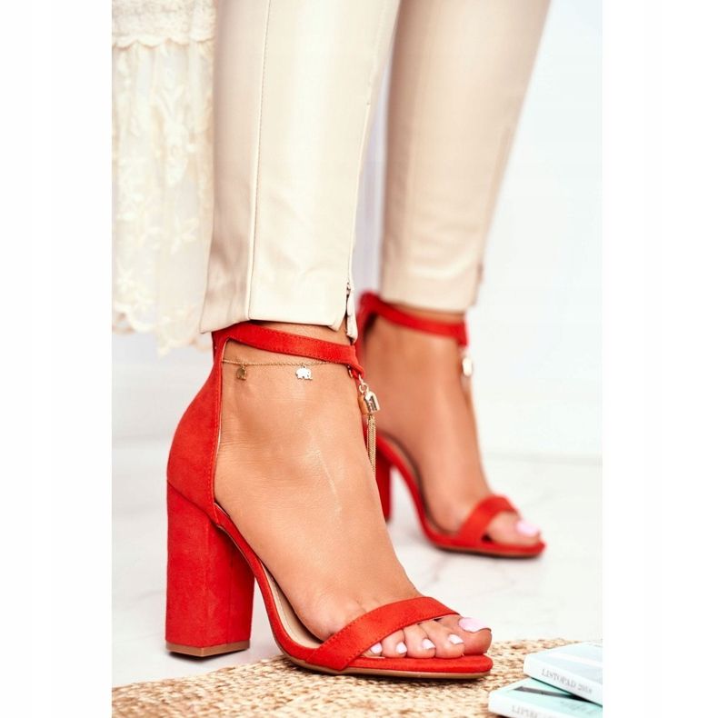 FW1 Sandale din piele de căprioară portocalie pe o bară cu Annick Fringe portocale 1