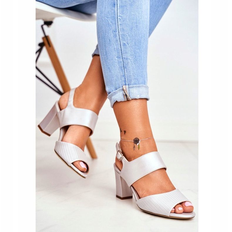 Sandale dama cu toc înalt Sergio Leone Silver SK778 maro multicolor gri 2