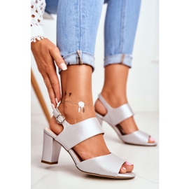 Sandale dama cu toc înalt Sergio Leone Silver SK778 maro multicolor gri 1