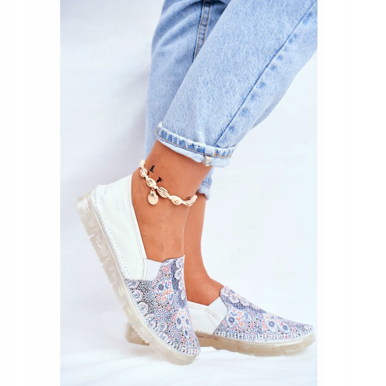 Pantofi de damă din piele Maciejka din piele albă 03512-46 multicolor 2