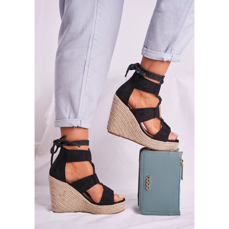 Bellucci Sandale de damă pe Wedge Espadrile negru Beautiful One 2