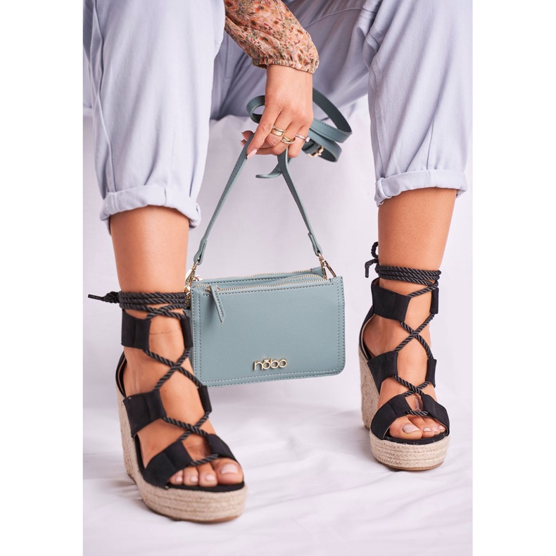 Bellucci Sandale de damă pe Wedge Espadrile negru Beautiful One 1