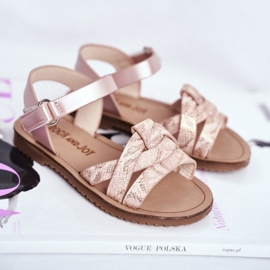 FRROCK Sandale pentru copii cu velcro pentru fete roz Lilo 1