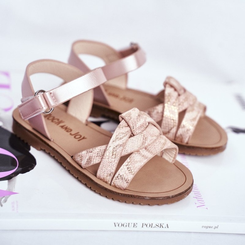 FRROCK Sandale pentru copii cu velcro pentru fete roz Lilo 1