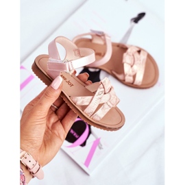 FRROCK Sandale pentru copii cu velcro pentru fete roz Lilo 2