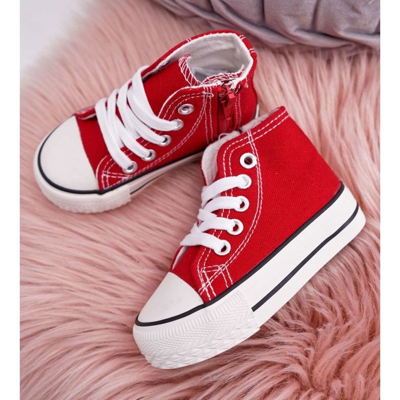 FRROCK Adidași înalți clasici pentru copii cu fermoar roșu Filemon 1