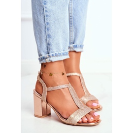 HAN Sandale de damă pe toc Glitter Champagne Perfecto roz galben 1 HAN Sandale de damă pe toc Glitter Champagne Perfecto roz galben 1