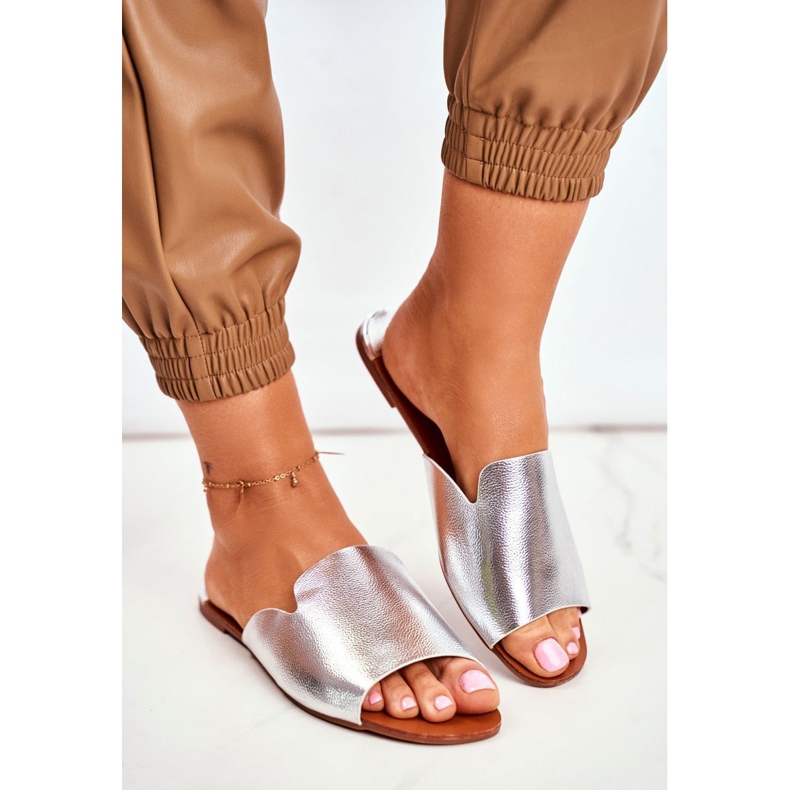 HAN Papuci pentru femei Flat Silver Mimios gri 1