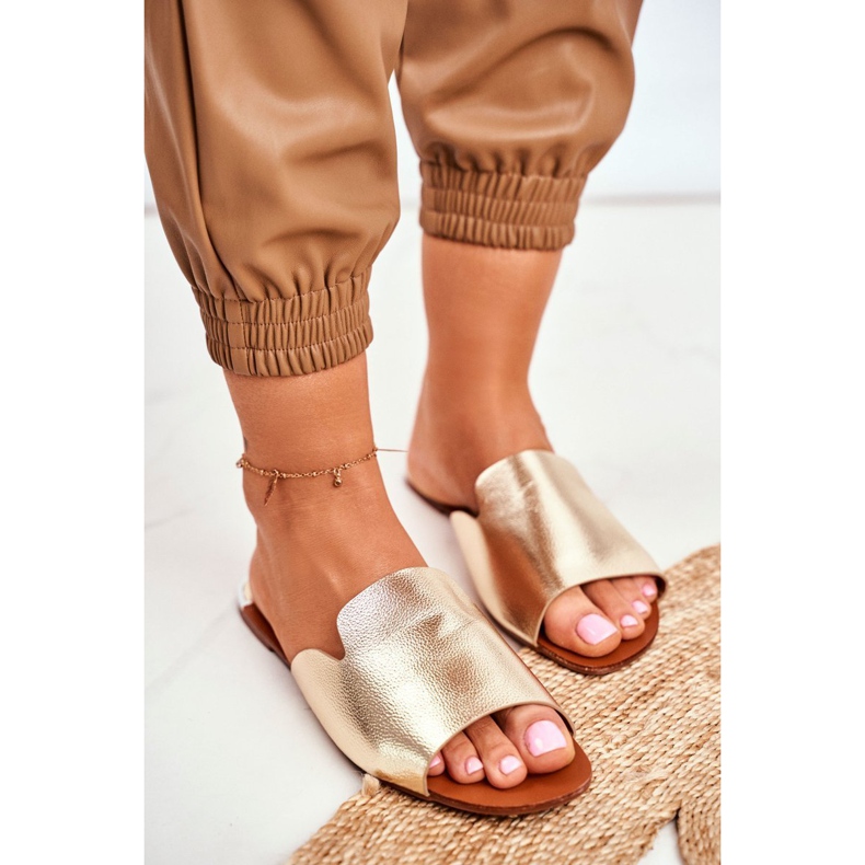 HAN Papuci Mimios de aur plat pentru femei 1