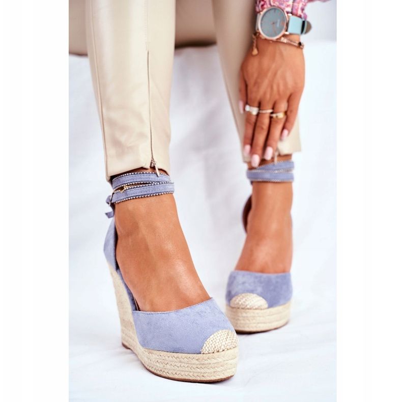 FB2 Sandale de damă pe o pânză de in albastru Canterola 1