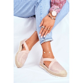 ADY Espadrile de damă cu motiv decupat Pink Glitter roz 1