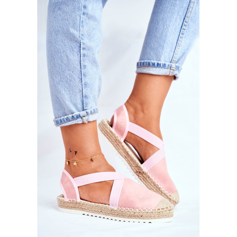 ADY Espadrile pentru femei cu decupaj Pink Motive roz 2