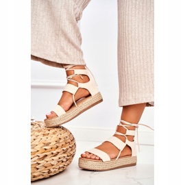 Espadrile de damă pe platformă legate bej bej 1