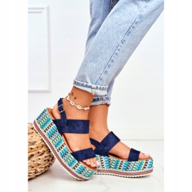 FW1 Sandale pentru femei pe espadrile cu pană, bleumarin Sandy albastru marin 2