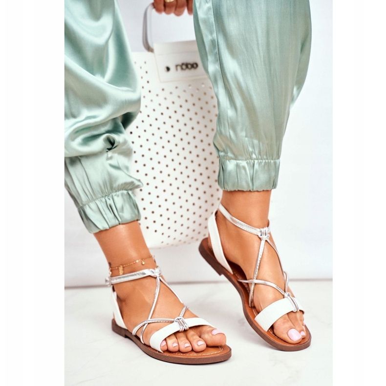 FW1 Sandale dama Alison White Flat alb 1