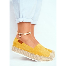 FRBS Espadrile pentru femei pe platforma de lenjerie galbenă La Playa 1