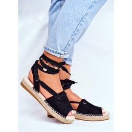 FRJ Espadrile pentru femei pe platforma de in negru Monacoz 2