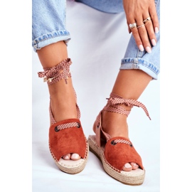 FRJ Espadrile pentru femei pe platforma de lenjerie Monacoz portocaliu portocale 1