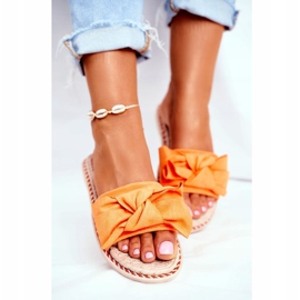 FJ1 Papuci de damă cu arc portocaliu de fericire cu neon portocale 1