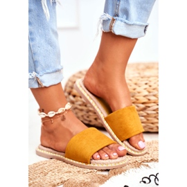 FRJ Papuci de damă clasici din piele galbenă Look Up Me 2