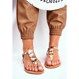 FJ1 Sandale pentru femei Elegant Placă de aur Șarpe Casandra bej 1