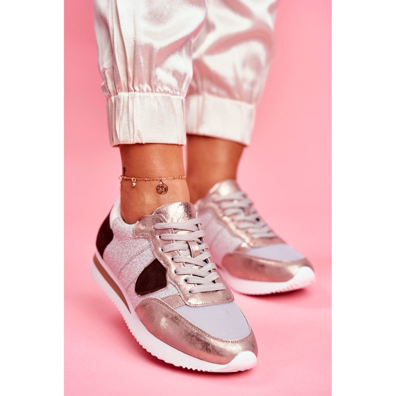 Moow Încălțăminte sport pentru femei Glitter Silver Foarte frumos bej multicolor galben 1