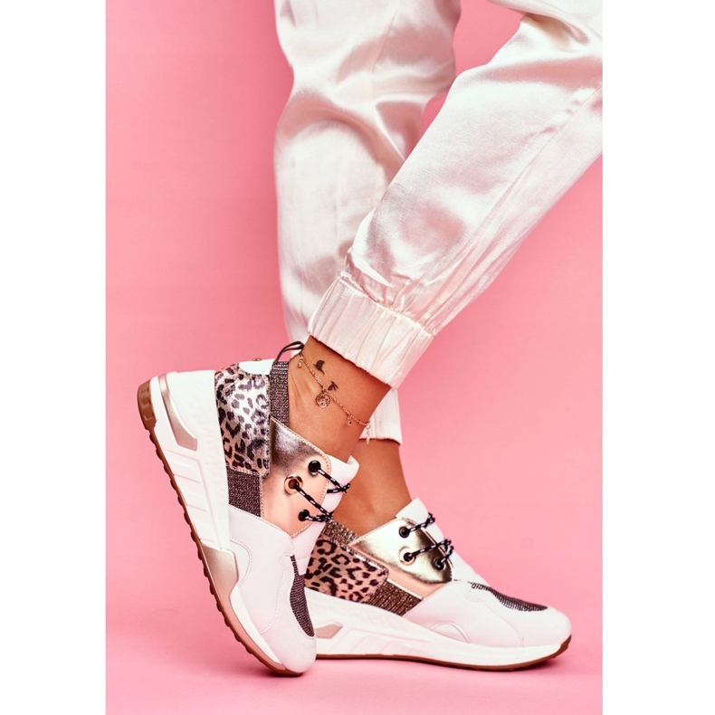 Moow Încălțăminte sport pentru femei Adidași Alb aur Semper multicolor galben 2